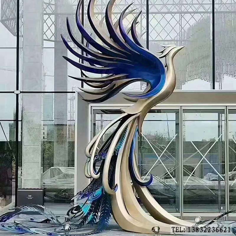 大型不锈钢动物雕塑凤凰孔雀定制厂家