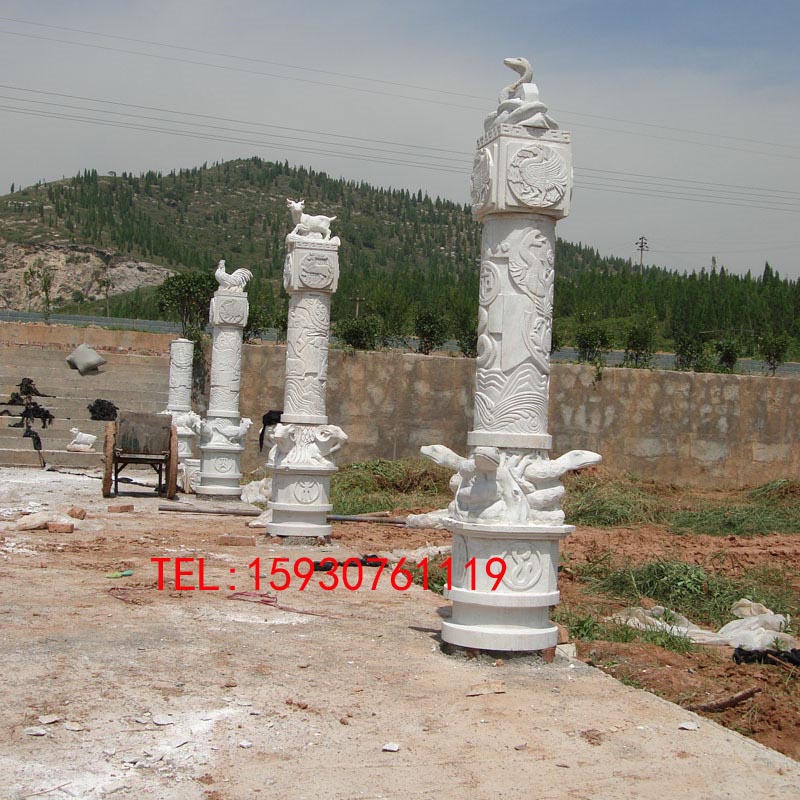 文化石柱大型文化广场柱子石雕柱子十二生肖柱子雕塑文化石柱雕塑