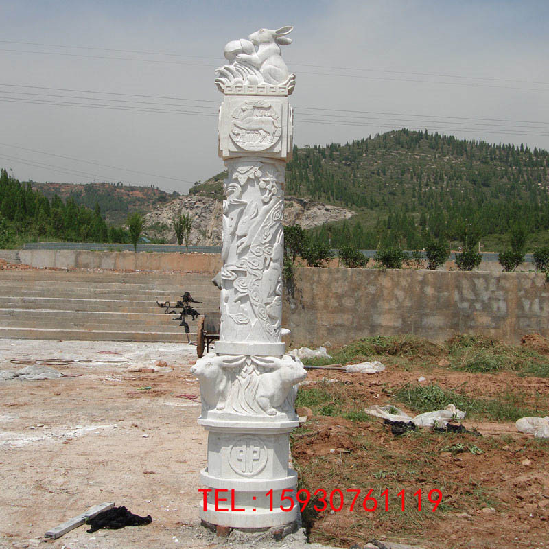 石雕大型青石十二生肖石柱景观柱子文化柱盘龙柱陵园广场雕塑摆件