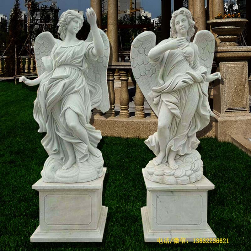 石雕人物定制天使雕塑石材雕刻欧式人物四季神月亮女神雕像摆件