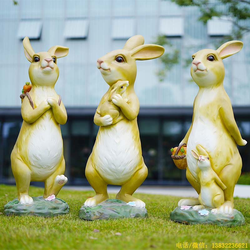仿铜卡通兔子雕塑草坪园林景观小品模型草地摆件花园庭院装饰造景